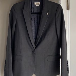 Zadig & Voltaire dark gray wool blend blazer, 36